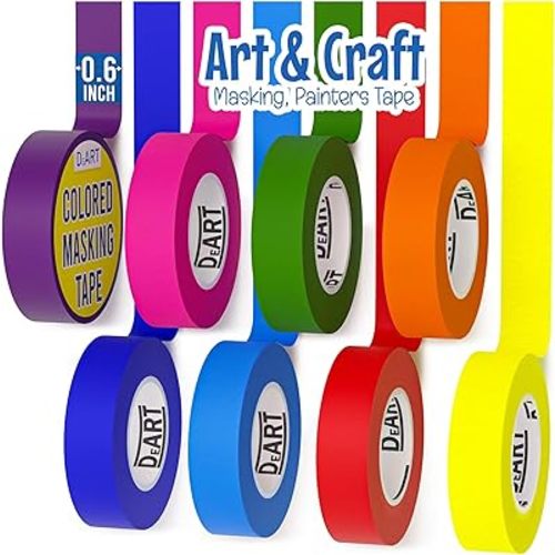 Colored Masking Tape Painters Tape 12 or 8 Pack 1 inch or 0.6 Inches for Arts & Crafts Labeling Coding Whiteboard Thin Paper Tape Craft Classroom School Supplies Wire Management Scrapbook Decoration