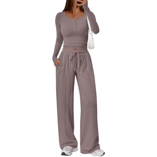Trendy Queen 2 Piece Matching Lounge Sets for Women Fall Fashion Outfits 2026 Two Piece Travel Sweatsuits Clothes