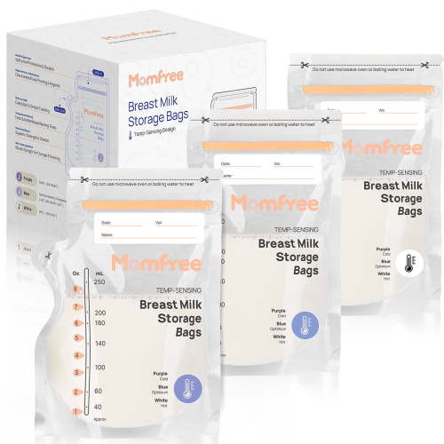 Sterile Breastmilk Storage Bag with Pour Spout 8 Ounce, Temp-Sensing Color Change, Fast Freeze & Thaw Breast Milk Bags for Baby Bottle Feeding, No-Leak Milk Freezer Storage Pouches 120pcs