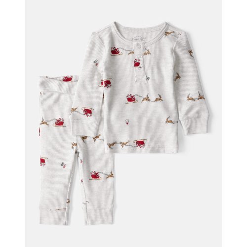 Baby 2-Piece Sleigh Print PurelySoft Tee & Pant Set - Grey