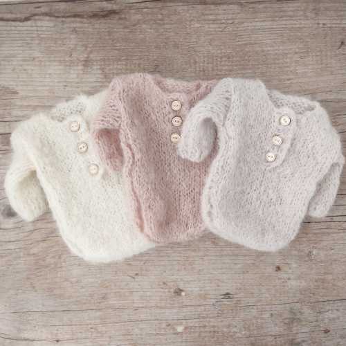 Alpaca Newborn Bodysuit & Headband Set – Knitted Photo Prop, Handmade in Poland
