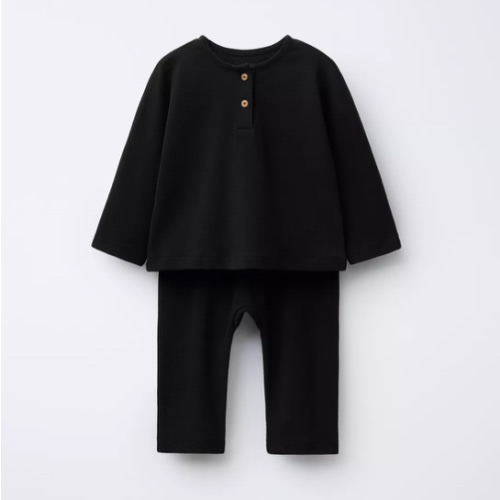 HENLEY SHIRT AND PLAIN PANTS SET - Black | ZARA United States