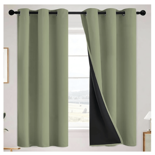 SimpleHome Sage 100% Blackout Curtains Room Darkening Living Room 63 Inch