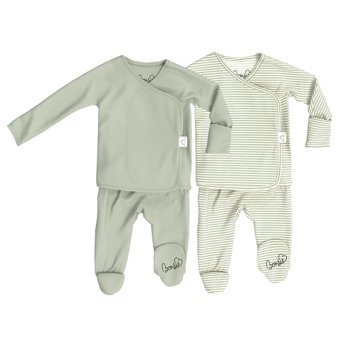 Baby Bundle Footie - Avocado + Mint Twist – Bonsie Skin to Skin Babywear