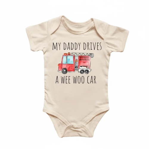 Fire Fighter Truck Newborn Baby Bodysuit