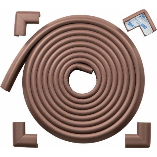 Roving Cove HeftyFit Edge Corner Protector Baby Proofing (Large 15ft Edge 4 Corners), Heavy-Duty, Soft NBR Rubber Foam, Furniture Fireplace Safety Bumper Guard, 3M Adhesive, Coffee Brown