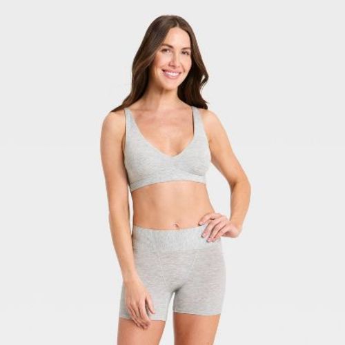 Women's Cloud Knit Plunge Bralette - Auden™ Heather Gray L
