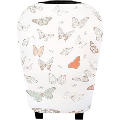 Baby Car Seat Cover Canopy and Nursing Cover Multi-Use Stretchy 5 in 1 Gift "Luna" by Copper Pearl