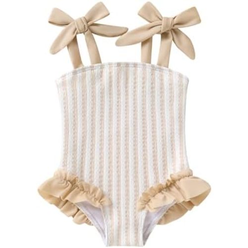 Toddler Swimsuit Girl Solid Color Stripe One-Piece Baby Bathing Suits