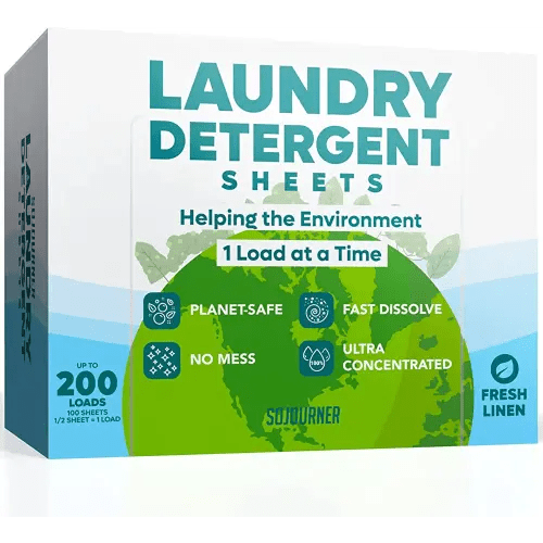 Eco Friendly Laundry Detergent Sheets (100 sheets 200 loads) Laundry Sheets - Plant based Free and Clear Laundry Strips for HE machine, travel, home clothes washing (Fresh Linen)