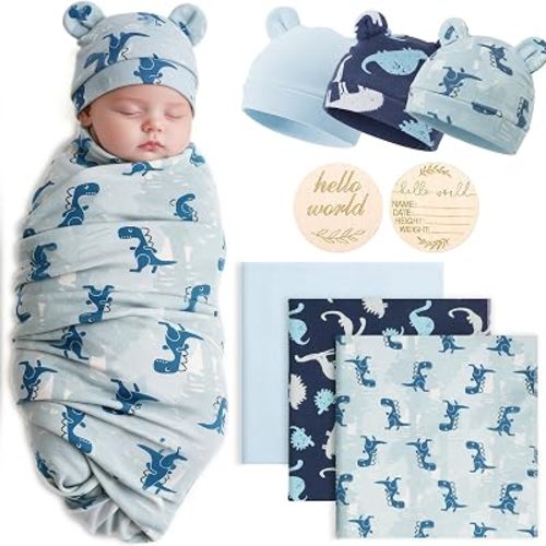 Baby Receiving Blankets Bear Ears Hats Set 0-3 Months