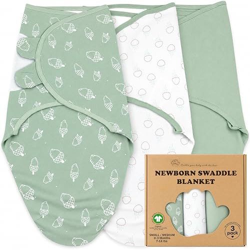 Swaddles for Newborns – 3-Pack Infant Swaddles 0-3 Months – Adjustable Swaddle Sleep Sack – Soft Organic Cotton Baby Wrap for Safe & Cozy Sleep