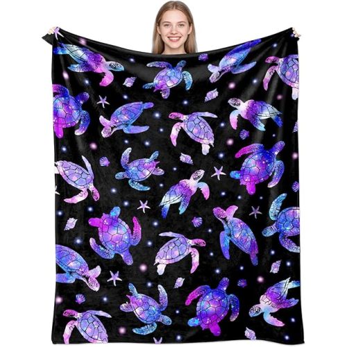 Sea Turtle Blanket Gifts for Turtles Lovers Soft Flannel Turtle Throw Blanket Birthday Stuff Gifts Decor for Kids Adults 50"X40"