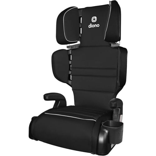 Diono Connect3 R 2-in-1 High Back Booster, Slim Fit 3-Across in Many Mid-Sized Sedans and SUVs, for Children from 40-120 lbs., Lightweight with Cupholder, Black Storm