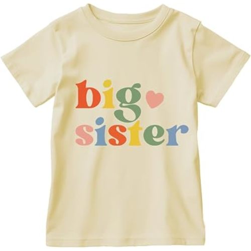 Big Sister Shirt for Baby Girls Cotton T-Shirt Short Sleeve Tops Toddler Baby Announcement Tees Outfits 1-7 Years