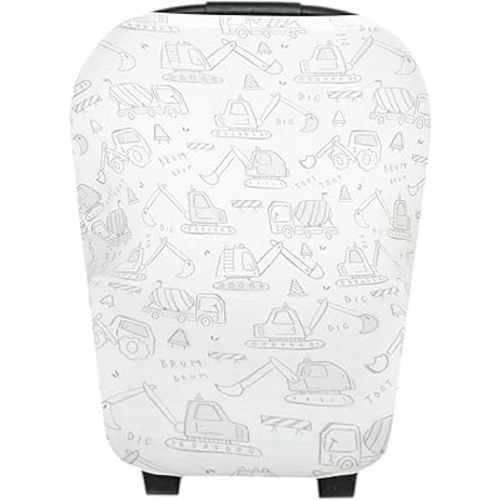 Baby Car Seat Cover Canopy and Nursing Cover Multi-Use Stretchy 5 in 1 Gift "Gage" by Copper Pearl