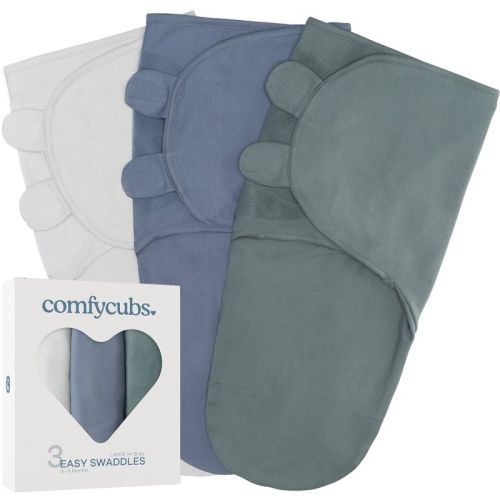 Swaddle Blankets for Baby Girl & Boy 3 Pack Sleep Sack Velcro by Comfy Cubs