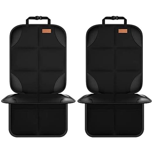 Car Seat Protector, Smart eLf 2Pack Seat Protector Protect Child Seats with Thickest Padding and Non-Slip Backing Mesh Pockets for Baby and Pet