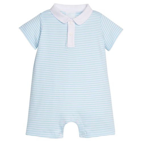 Peter Pan Polo Romper- Sky Stripe