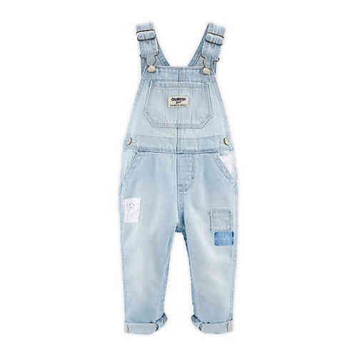OshKosh B'gosh® Eyelet Patch Denim Overalls in Light Wash