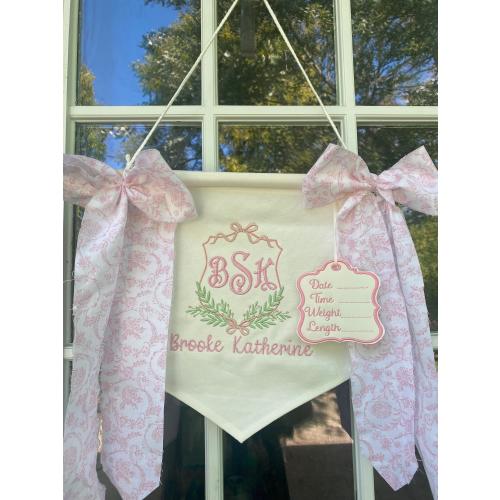 Girl  Welcome Banner , Hospital Door Sign,   Newborn Crib Birth Announcement