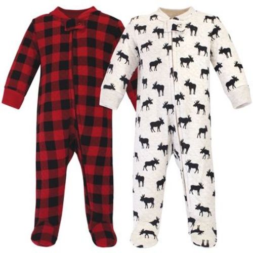 Hudson Baby Infant Boy Premium Quilted Zipper Sleep and Play 2pk, Moose, 6-9 Months