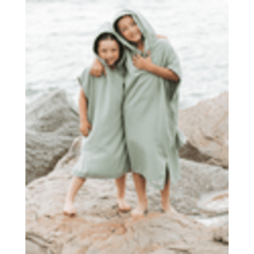 Terra Hooded Poncho Youth - Sage | Sand Cloud