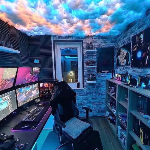 Soapow 3D LED Thundercloud Light Kit, Cotton Cloud Lighting, Music Sync Colorful Strip Night Light, Atmosphere DIY Creative Thunder Wall Ceiling Lamp for Bedroom Gaming Room Club Bar DJ Party, 16.4ft