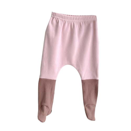 CYMMPU Organic Baby Infant Footed Pants, Pants with Feet Cotton High Waist Casual Leggings Pink 3 Months