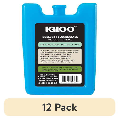 (12 pack) Igloo MaxCold Small Ice Freeze Block, Blue, Best Used for On-the-Go Snacks and Lunches to Keep Food Cool