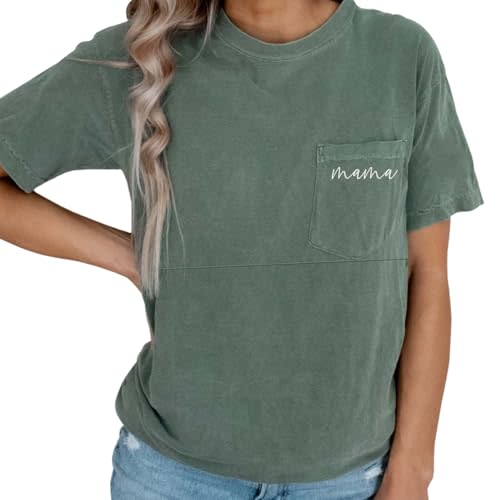 Breastfeeding Shirts for Women Mama Zipper Nursing Tops Distressed Maternity Tees with Pocket