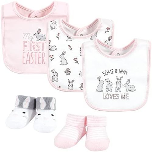 Hudson Baby Unisex BabyCotton Bib and Sock Set