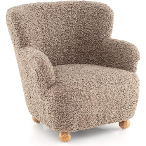 Costzon Kids Sofa, Comfy Toddler Armchair with Solid Rubber Wood Legs, Upholstered Children Reading Chair for Boys & Girls Aged 3+, Kids Furniture Mini Recliner Chair for Bedroom, Playroom (Coffee)