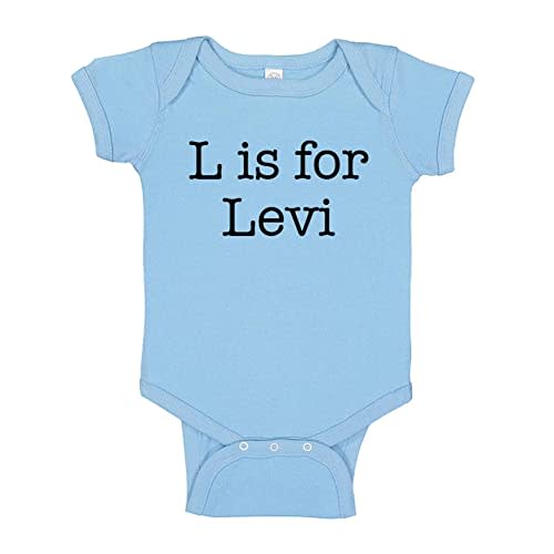 L is for Levi Baby Infant One Piece Bodysuit 6 Months Light Blue