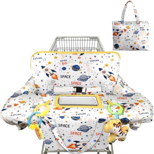 Shopping Cart Cover for Baby 2-in-1 High Chair Cover with Safety Harness | Multifunctional Dark Cart Covers for Babies Soft Padded Grocery Cart Cover for Baby Boy Girl