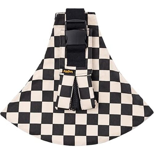 Baby Sling Carrier, Lightweight Portable Baby Carrier for Toddlers, Toddler Sling Carrier with Adjustable Front & Back Shoulder Straps – Fits Babies 6 to 48 Months (Ebony Check)