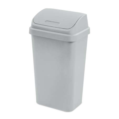 Sterilite Kitchen Trash Can, 13 Gallon Plastic Garbage Bin with Swing Top Lid, Light Gray