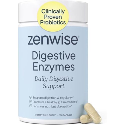 Zenwise Health Digestive Enzymes with Bromelain & Papaya - Multi Enzymes Digestion Supplement with Probiotics & Prebiotics for Gut Health, Gas & Bloating Relief - Men & Women - 100 Vegetarian Capsules