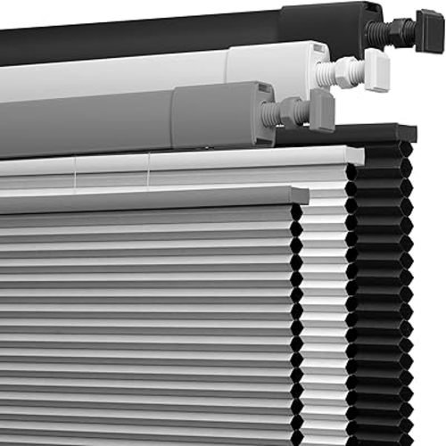 Boolegon No Drill No Tools Cellular Shades TDBU,Light Gray,Custom Size