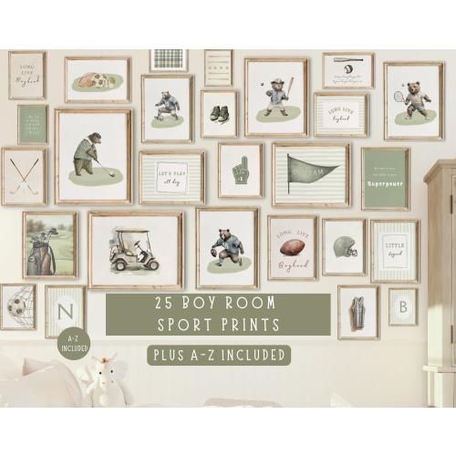 Boy Sport Nursery Wall Art Vintage Sport Prints Boy Playroom Gallery Wall Baseball Boy Room Decor Golf Nursery DIGITAL DOWNLOAD