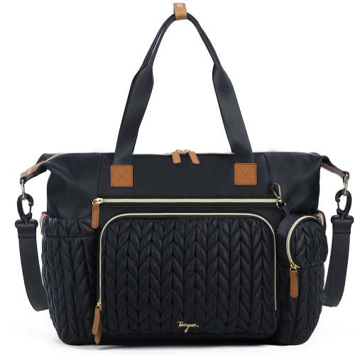 Diaper Bag Tote, Large Diaper Bags Waterproof, Hospital Bag for Labor Delivery, Baby Bag with Pacifier Case, Travel Diaper Tote with Changing Pad, Black
