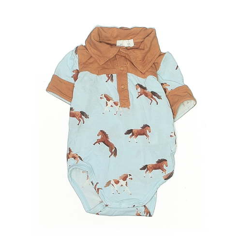 Angel Dear Print Blue Short Sleeve Onesie 3-6 MO / 6 MO