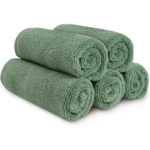 Natemia Organic Baby Washcloths (5 Pack, 12” x 12”) – 100% Organic Cotton – Ultra-Soft Baby Towels for Sensitive Skin – Newborn, Boys & Girls – Bathtime Wash Cloths, Baby Registry Must-Have (Sage)