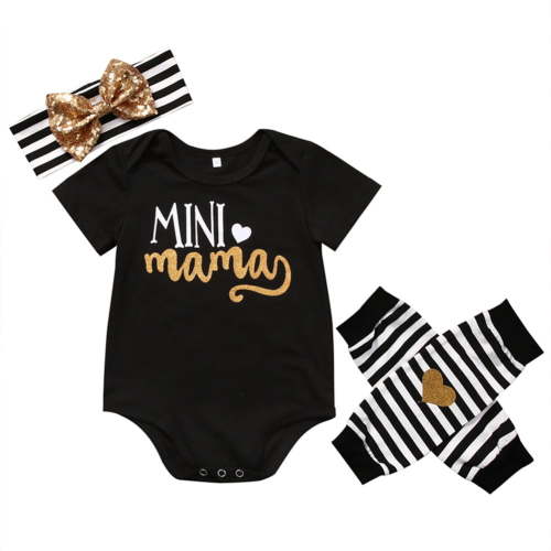 Newborn Infant Baby Girls Outfits Clothes Romper Jumpsuit Bodysuit+Headband+Leg warmers Gift Set