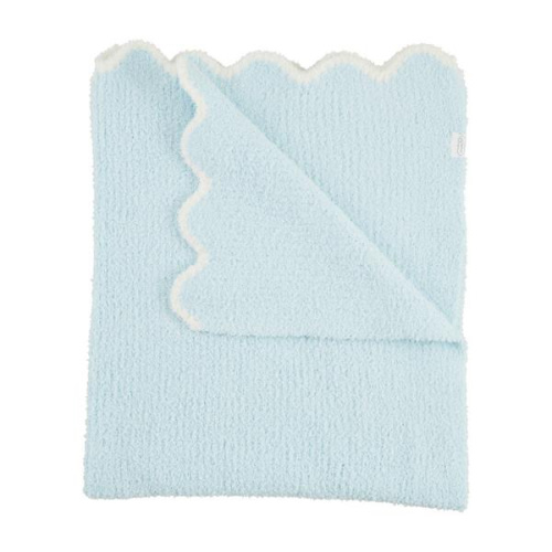 Blue Scallop Chenille Blanket | Adorable Knit Blanket | Mud Pie