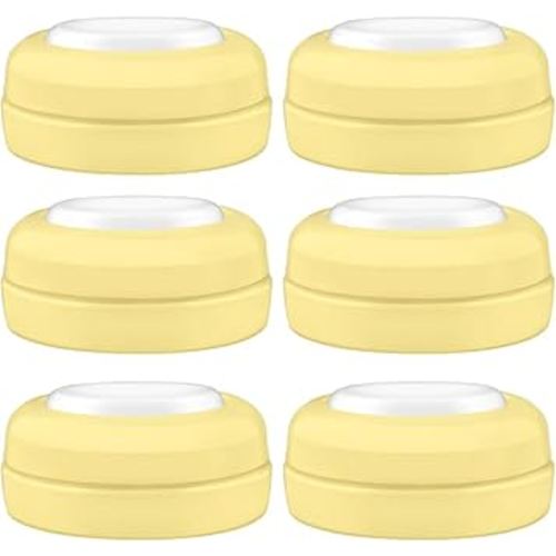 Maymom Screw Lids Aka Travel Caps with Rewritable Sealing Disc Compatible with Avent, Maymom Wide Mouth Bottles; Cap Replace Avent Natural Bottle Sealing Ring and Sealing Disc, 6pcs. (Yellow)