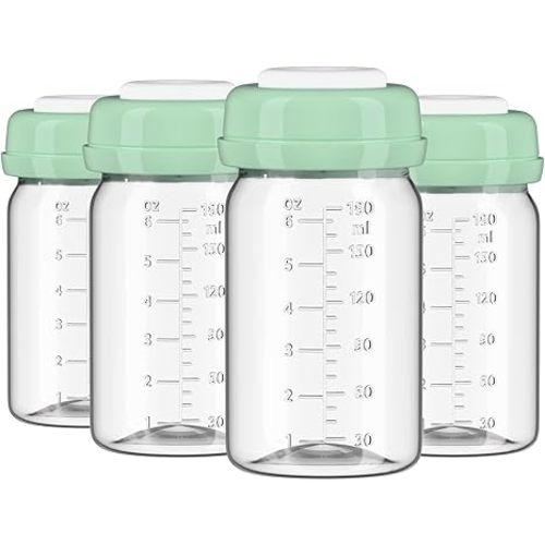2pcs Breast Milk Storage Bottles 6oz/180ml Compatible with Spectra S1 S2 9 Plus,Motif Luna/Ameda MYA/Bellababy Pumps, Wide-Neck Collection Bottle Container for Fridge, Pumping Bottles