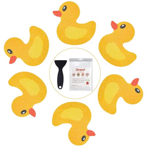 Secopad Non Slip Bathtub Stickers, Duck Adhesive Kids Anti Slip Decal Treads for Shower and Bath Tub with Premium Scraper, Each About 4.5" x 3.5"