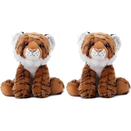 The Petting Zoo Tiger Stuffed Animal, Gifts for Kids, Wild Onez Zoo Animals, Tiger Plush Toy 9 inches (Pack of 2)