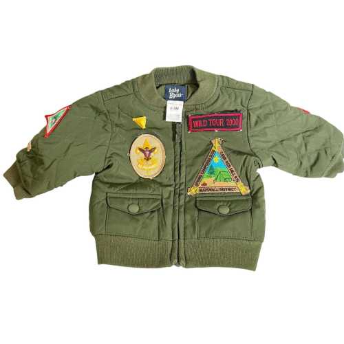 Baby BGosh Vintage (2000)Bomber Jacket Patches Quilted Zip Up With Patches 0-3months